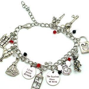 Disney Themed WISHES and DREAMS Silver-tone Charm Bracelet-Anklet